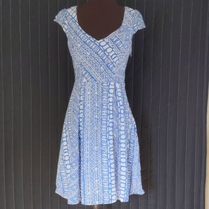 Modcloth Fit and Flare  Geometric Sky dress